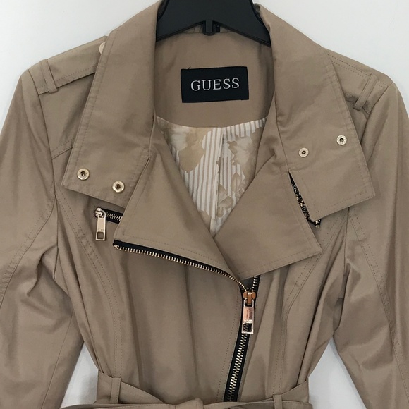 NWOT Guess Women’s Beige Contemporary Trench 3/4 Trench Jacket With Silky Lining - Picture 13 of 16